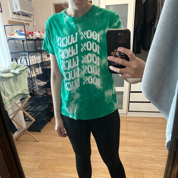 Doe 100% lucky green tie dye tee sz medium - Picture 5 of 5
